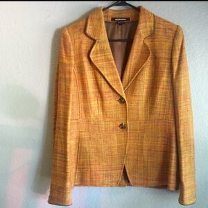 Ellen Tracy Women's Orange and Yellow Tweed Blazer